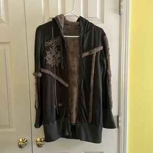 Salvage long, lined zip hoodie